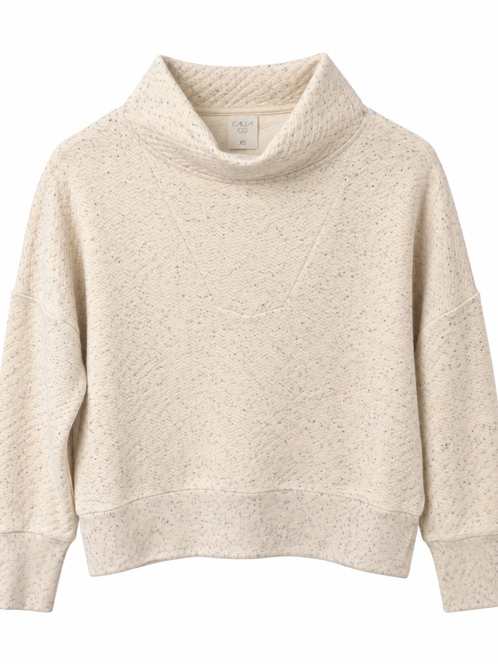CALIA by Carrie Underwood Cream Quilted Funnel Neck Sweatshirt